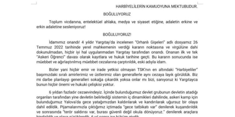 Müebbet hapse mahkum edilen askeri öğrencilerden kamuoyuna açık mektup: Boğuluyoruz